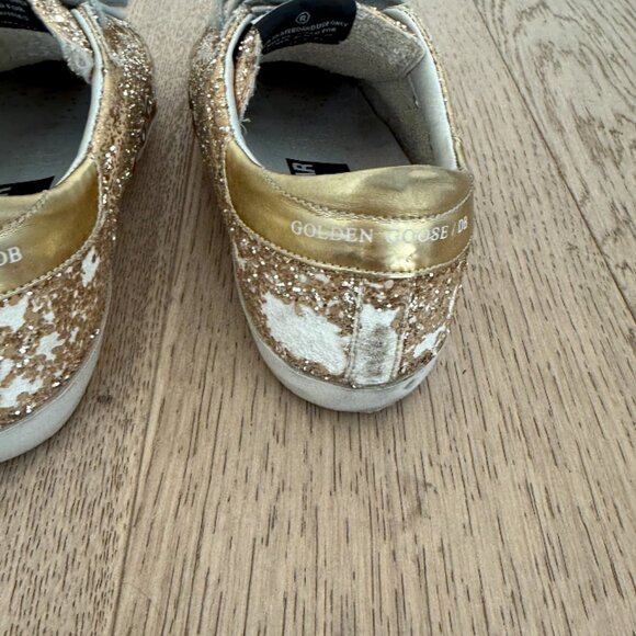Golden Goose Superstar Low-Top Gold Glitter Sneaker 38 - Picture 4 of 10